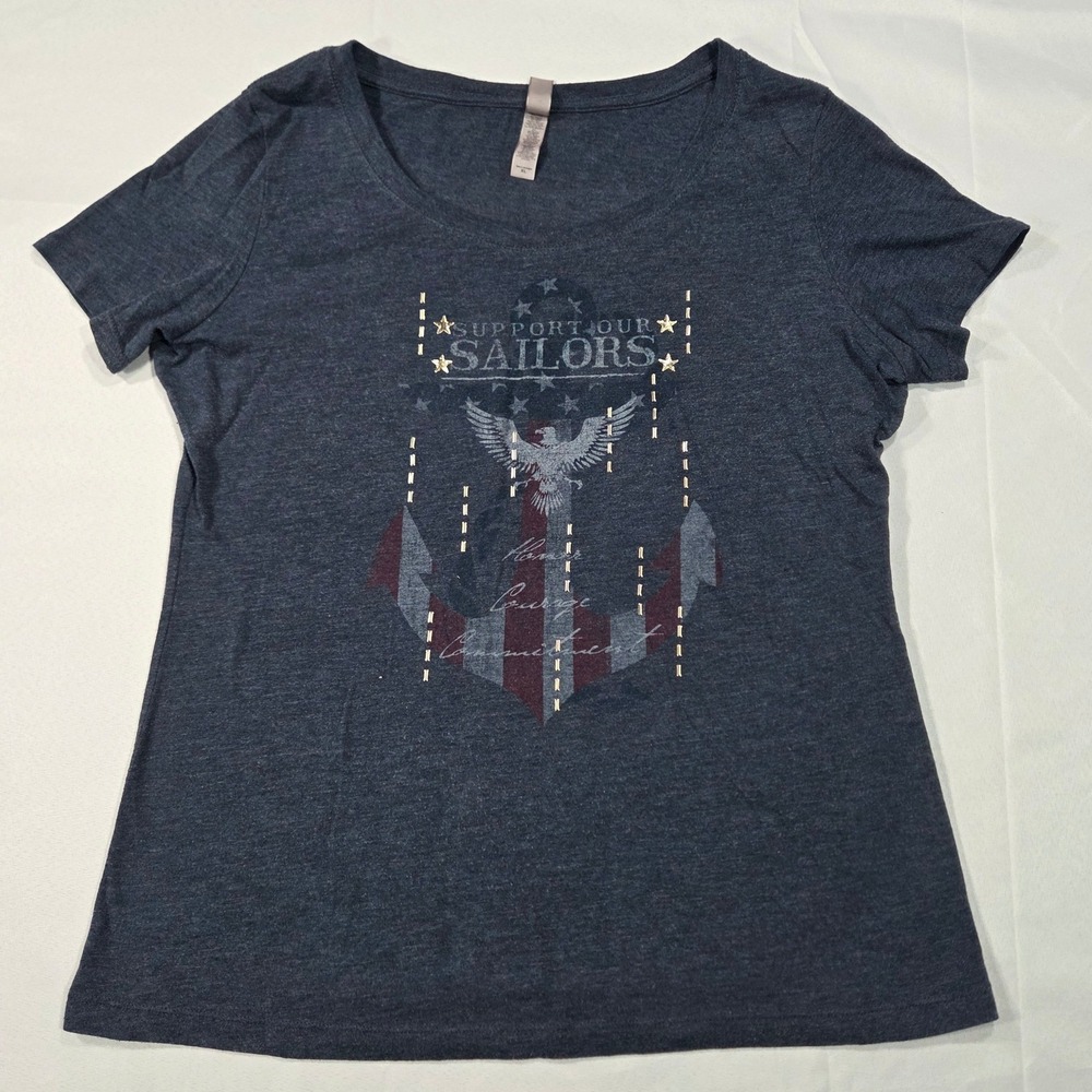 Next Level Support Our Sailors Anchor Tee Navy Blue XL Kellie Pickler Signed